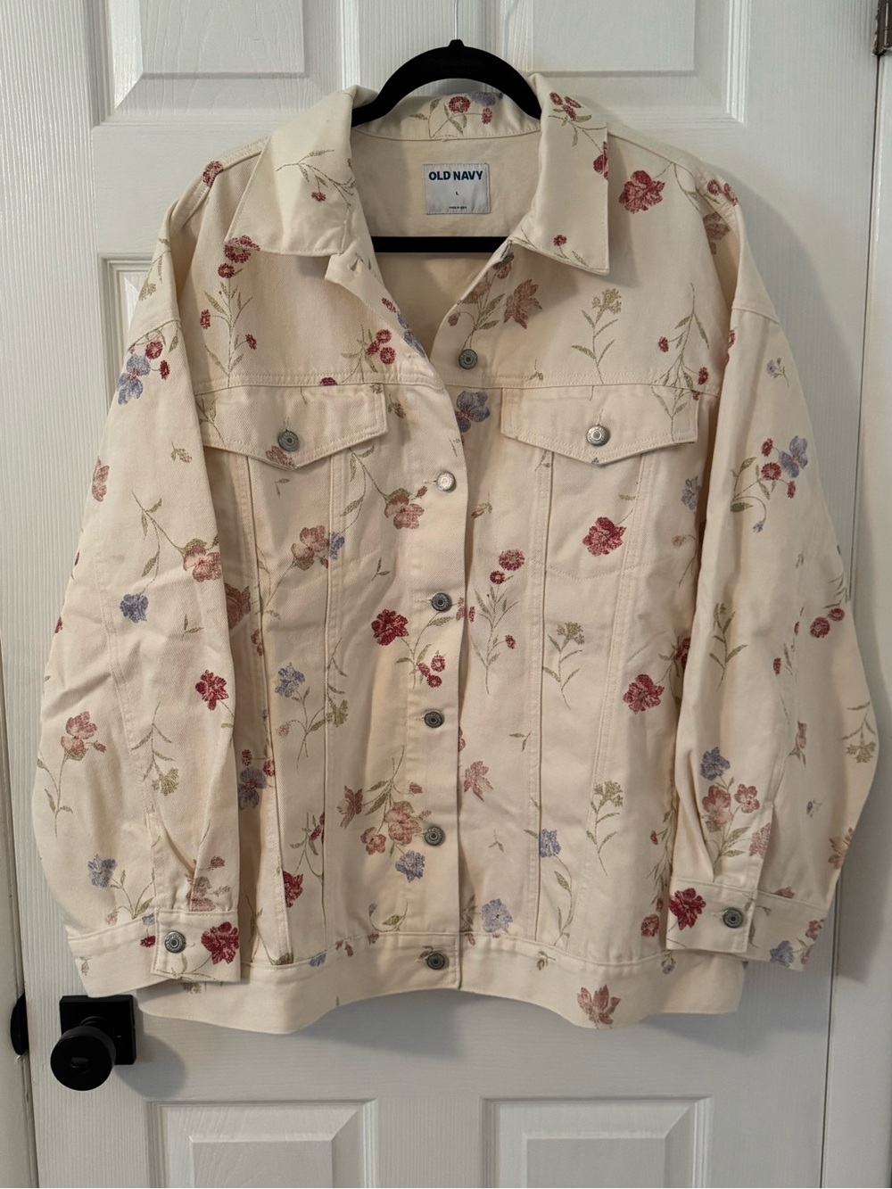 Old Navy Oversized Floral Print Jean Trucker Jacket